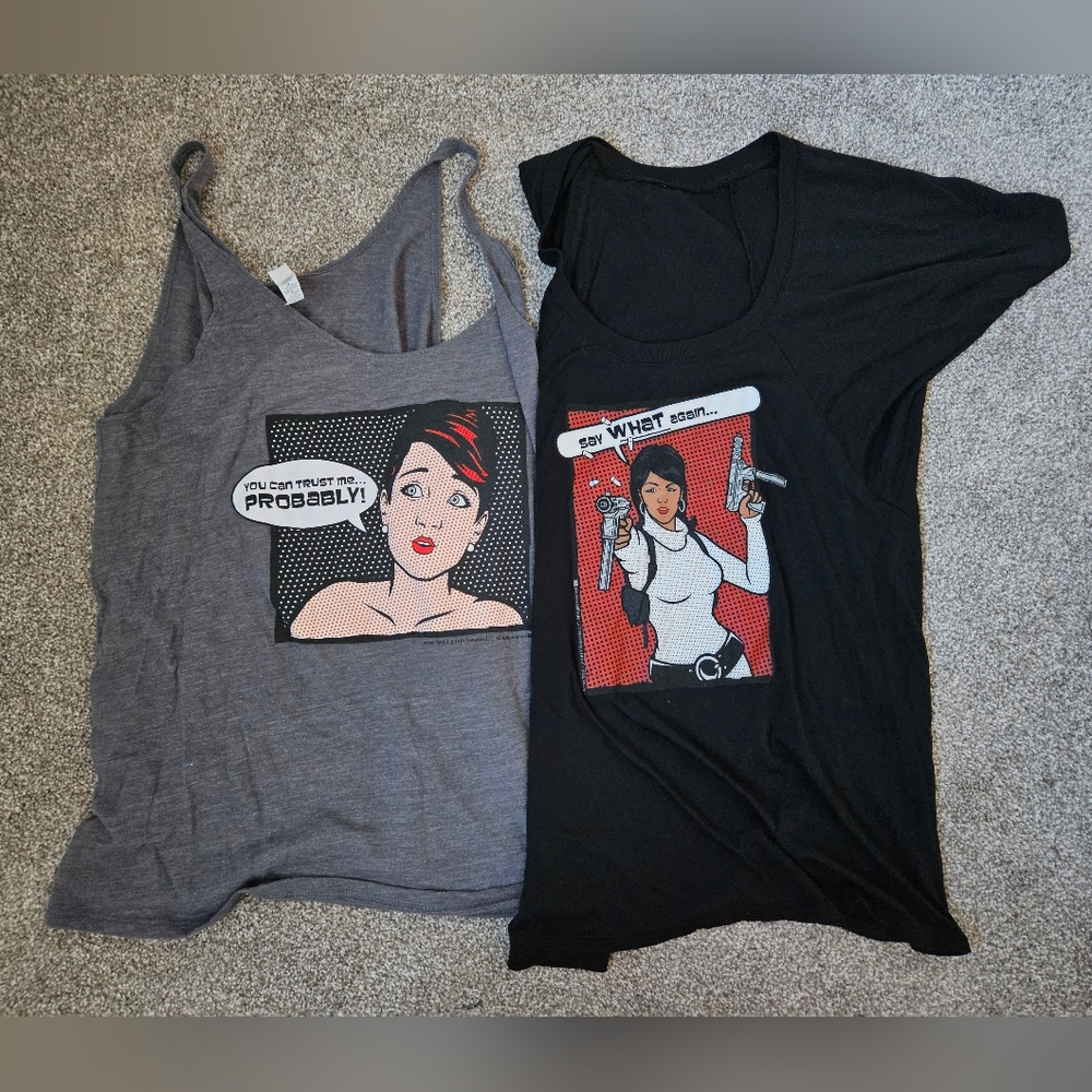 Archer series Lana and Cheryl tee and tank med